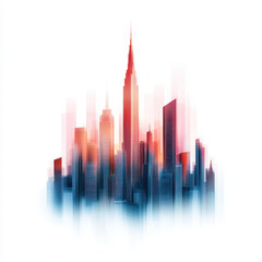 Obraz premium Abstract Cityscape with Blurred Skyscrapers in Warm Tones