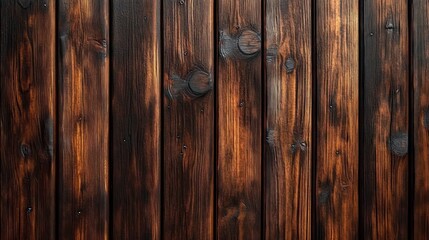 Fototapeta premium Close-up of Dark Brown Wooden Planks Rustic Texture Background Natural Lighting Photorealistic