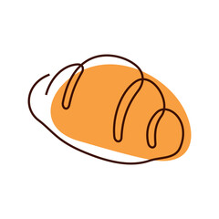 Croissant one line coloured vector illustration
