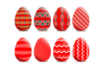 Easter eggs red set. Spring. Holidays in April. Gift. Seasonal celebration.Egg hunt. template red eggs easter. vector eps