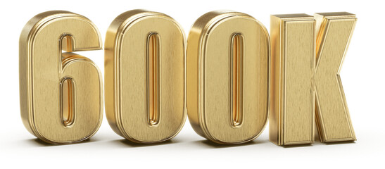 600K Follower Golden Number 3D Render
