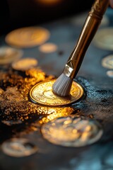 A single brush resting on top of a coin, ready for use
