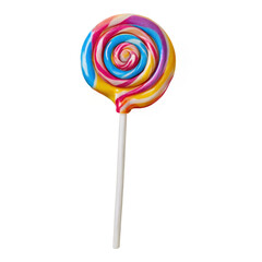 Colorful Swirl Lollipop on White Stick