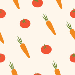 Vector seamless vegetable pattern. Food background.