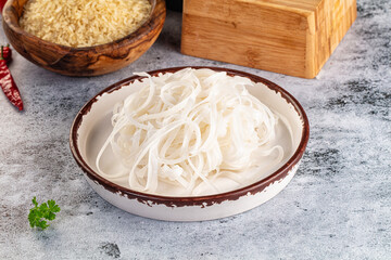 Boiled asian rice pho noodles