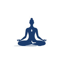 Stylized silhouette of a meditating figure in lotus position on a white background