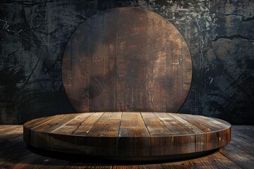 Ultra Hd Picture of Stage Podium Round Wooden on White Background
