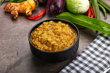 Indian cuisine Dal Tadka soup