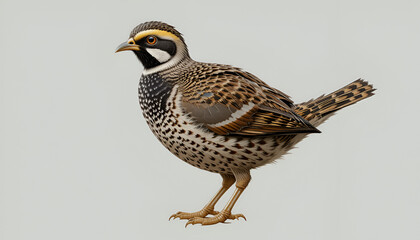 Fototapeta premium Realistic wild quail standing gracefully, isolated on a transparent background, perfect for wildlife illustrations, birdwatching themes, and game bird industry branding
