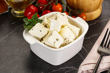 Greek traditional Feta cheese cubes