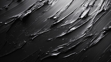 Texture of thick black paint applied to a surface in strokes
