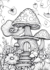 Mushroom House Coloring Pages
