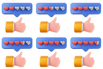 3d feedback rating stars Customer Satisfaction icon bundle set