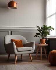 Cozy Scandinavian Style Interior with Minimalist Furniture and Natural Lighting in Elegant Living Room