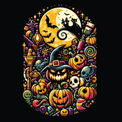 Halloween vector colorful t-shirt design