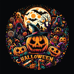 Halloween vector colorful t-shirt design
