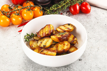 Grilled young small baby potato