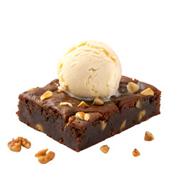 Chocolate Brownie Topped with a Scoop of Vanilla Ice Cream