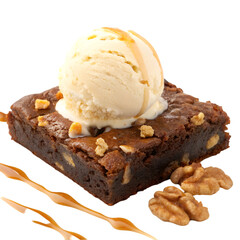 Chocolate Brownie Topped with a Scoop of Vanilla Ice Cream