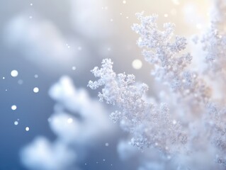 Delicate white inulin powder gently wafting through the air, illuminated by soft, ethereal light.