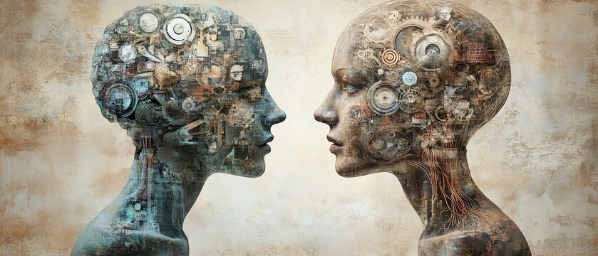 Illustrate the harmony between creative imagination and analytical reasoning, showcasing how both drive the process of innovation