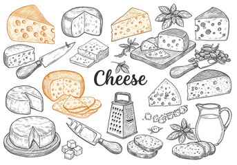 A Delicious Collection of Cheeses: Diverse Varieties, Tools, and Ingredients for Cheese Lovers