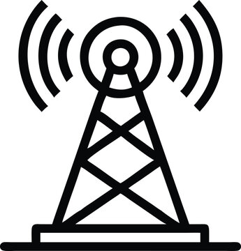 recommend clip art: Black outline of communication tower, wireless transmission with triangular support