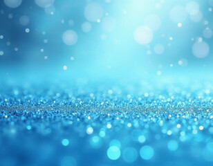 Obraz premium Sparkling blue glitter background with bokeh lights ideal for festive designs