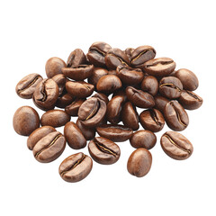 Naklejka premium scattered roasted coffee beans with rich brown tones isolated on white or transparent background