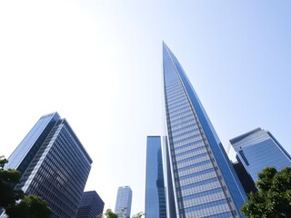 Obraz premium Corporate office buildings towers skyscrapers low angle