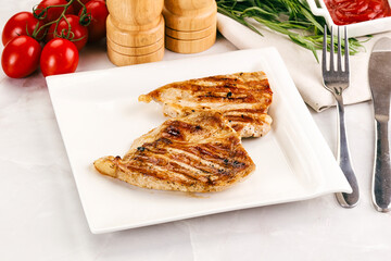 Grilled pork steak with sauce