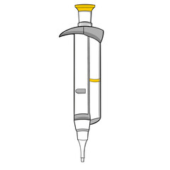 Transparent micropipette color yellow flat icon vector illustration for experiment laboratory design, poster or study