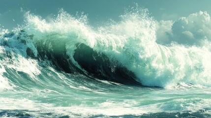 Ocean Wave Crashing Power of Nature Scene