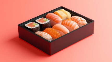 Stylish Contemporary 3D Rendered Japanese Sushi Presentation