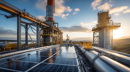 Obraz premium Carbon capture technology showcased at industrial site enhancing climate change efforts