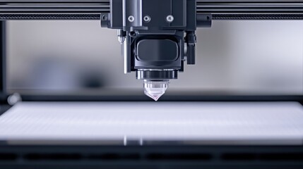 Close-up of 3D printer nozzle.  Precision machinery for additive manufacturing