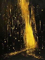 CAPRYLYL GLYCOL: An ethereal cave illuminated by golden luminescence, creating a magical and enchanting atmosphere.
