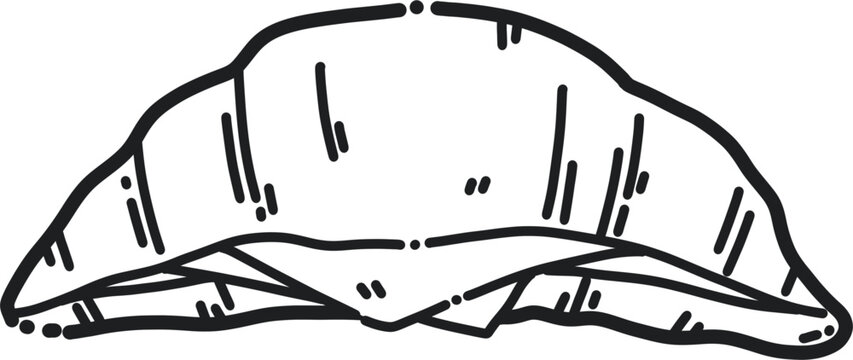 black croissant sketch, simple food drawing clip art preview
