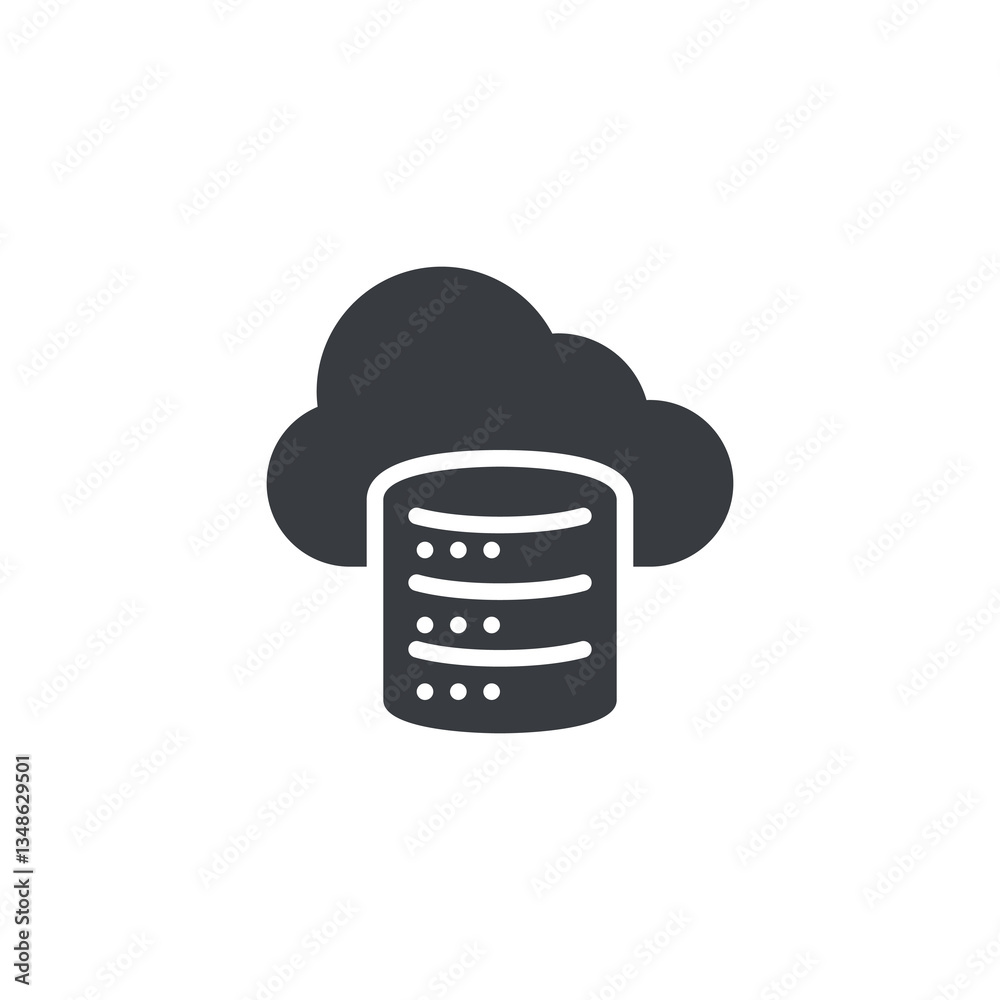 Poster cloud with a database vector icon