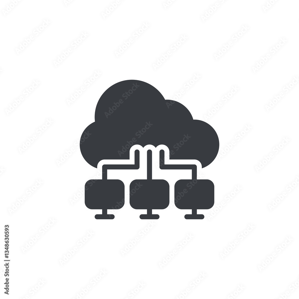 Poster multiple connected cloud with computers vector icon