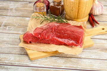 Raw beef flesh for cooking