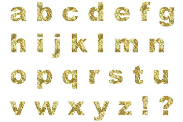 アルファベット 1 小文字 金箔のテクスチャー