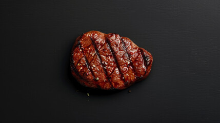 Kangaroo Steak on Black Background