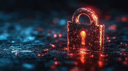 Cybersecurity:  Digital Fortress,  Data Protection,  Secure Network,  Glowing Padlock,  Digital Security