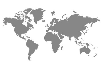 Fototapeta premium Simplified Gray World Map Silhouette On A Clean White Background