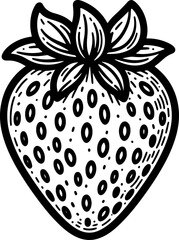 Strawberry for coloring book page. Simple Outline for Kids and Adults. Black and white background. Vector illustration