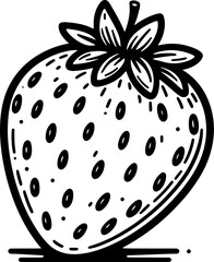 Strawberry for coloring book page. Simple Outline for Kids and Adults. Black and white background. Vector illustration