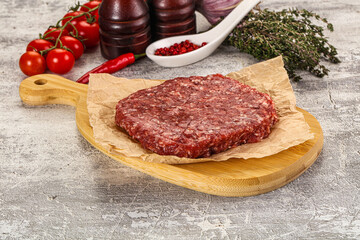 Raw beef burger cutlet for grill