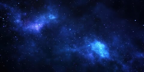 Vast Cosmic Space with Stars and Nebulae in Deep Blue Color Palette
