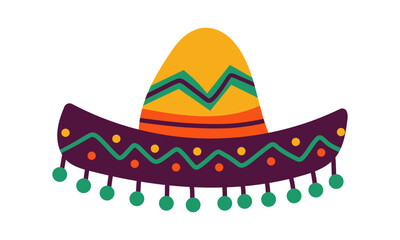 Mexican sombrero hat. Traditional sombreros with ethnic patterns, Mexico style masks cartoon vector illustration of Mexican fashion illustration